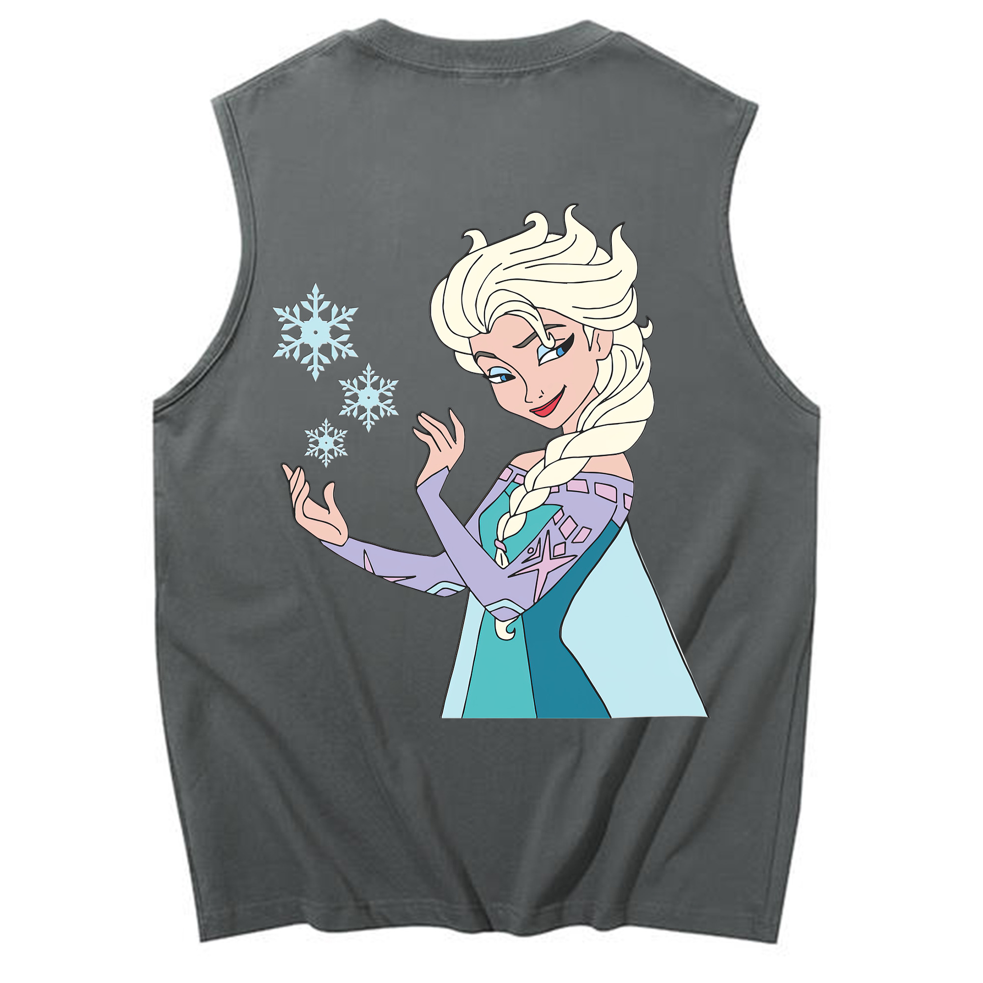 （画像用） アナと雪の女王 アンナ エルサ Frozen Anna Elsa コットン100％タンクトップ（背面プリント）